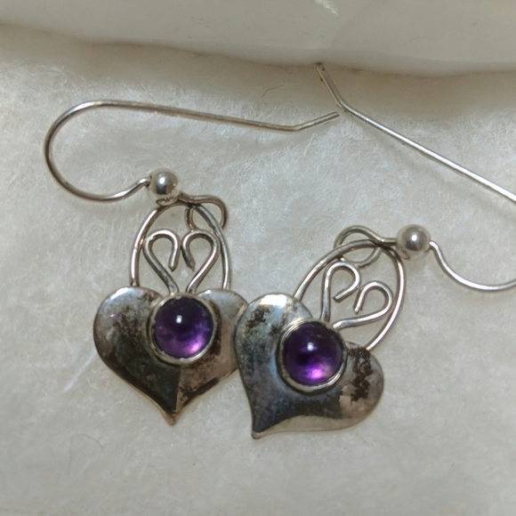Sterling and amethyst earrings new - Picture 2 of 2
